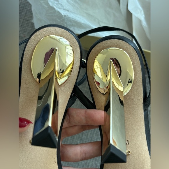 Michael Kors Halle Gold Heel Sandals 9 – Real Leather, Not Outlet, New in Box - Picture 6 of 13